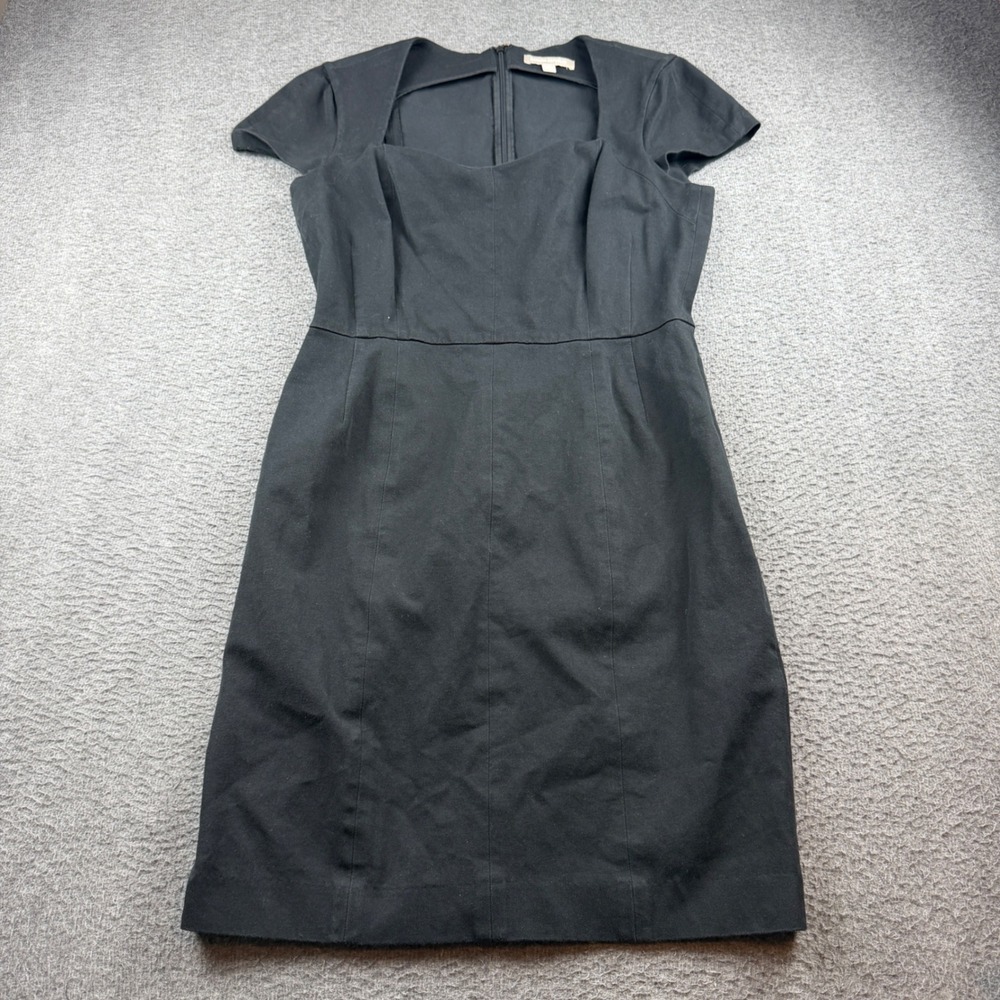 Banana Republic Sheath Dress Women's 12 Black‎ Cap Sleeve Sweetheart Neckline